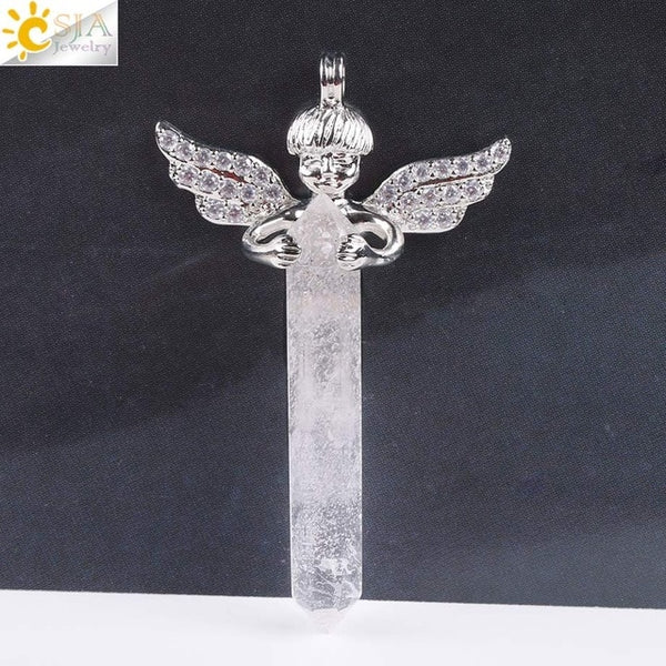 Natural Crystal Cupid Angel Wings Pendants