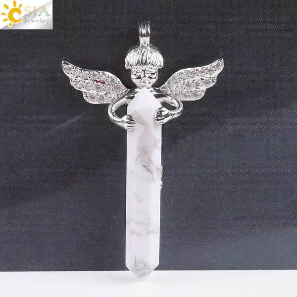 Natural Crystal Cupid Angel Wings Pendants