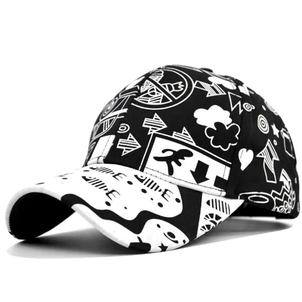 Black White  Graffiti All-matching  Baseball Cap